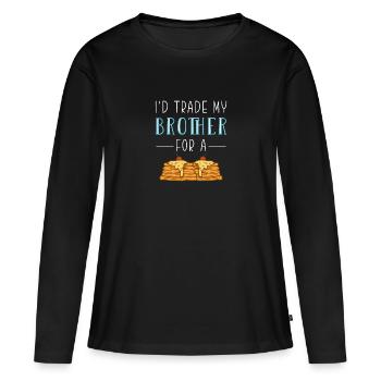 Pfannkuchen - Frauen Premium Bio Langarmshirt - Schwarz - Vorne - Julia (174cm)
