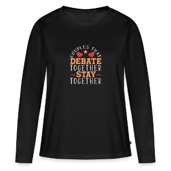 Débat Débat argumentation - T-shirt manches longues Premium bio Femme - noir - Devant - Julia (174cm)