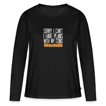 Les collectionneurs de pièces collectent des pièces - T-shirt manches longues Premium bio Femme - noir - Devant - Julia (174cm)