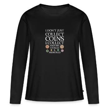 Les collectionneurs de pièces collectent des pièces - T-shirt manches longues Premium bio Femme - noir - Devant - Julia (174cm)