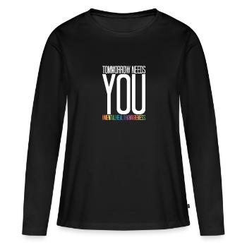 Santé mentale Mentale Gesundheit - T-shirt manches longues Premium bio Femme - noir - Devant - Julia (174cm)