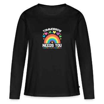 Santé mentale Mentale Gesundheit - T-shirt manches longues Premium bio Femme - noir - Devant - Julia (174cm)