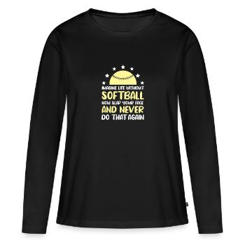 Softball - T-shirt manches longues Premium bio Femme - noir - Devant - Julia (174cm)