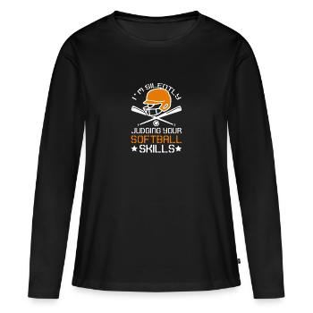 Softball - T-shirt manches longues Premium bio Femme - noir - Devant - Julia (174cm)