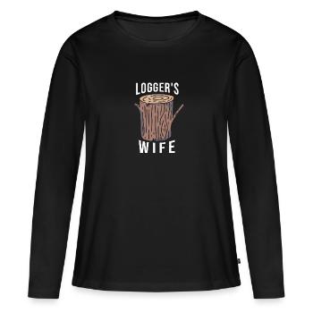 Bûcheron Bûcheron Tronçonneuse - T-shirt manches longues Premium bio Femme - noir - Devant - Julia (174cm)