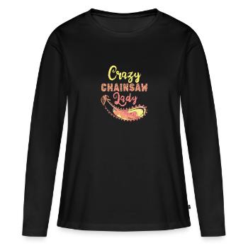 Bûcheron Bûcheron Tronçonneuse - T-shirt manches longues Premium bio Femme - noir - Devant - Julia (174cm)