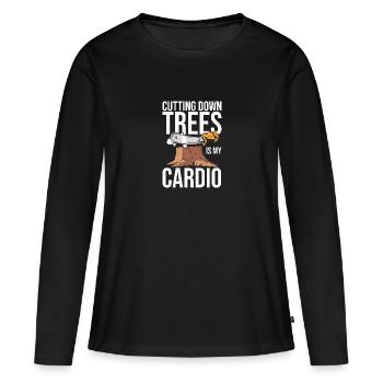 Bûcheron Bûcheron Tronçonneuse - T-shirt manches longues Premium bio Femme - noir - Devant - Julia (174cm)