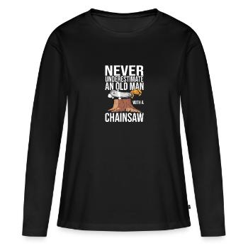 Bûcheron Bûcheron Tronçonneuse - T-shirt manches longues Premium bio Femme - noir - Devant - Julia (174cm)