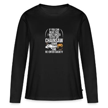 Bûcheron Bûcheron Tronçonneuse - T-shirt manches longues Premium bio Femme - noir - Devant - Julia (174cm)