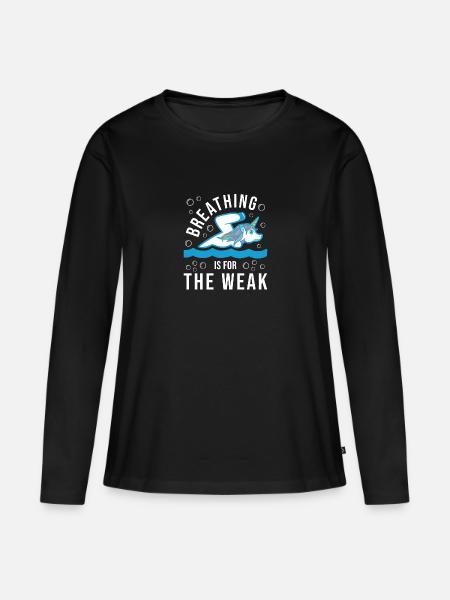 Schwimmen Schwimmer - Frauen Premium Bio Langarmshirt - Schwarz