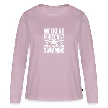 Nageurs - T-shirt manches longues Premium bio Femme - rose poudré - Devant - Julia (174cm)