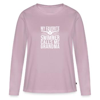 Nageurs - T-shirt manches longues Premium bio Femme - rose poudré - Devant - Julia (174cm)