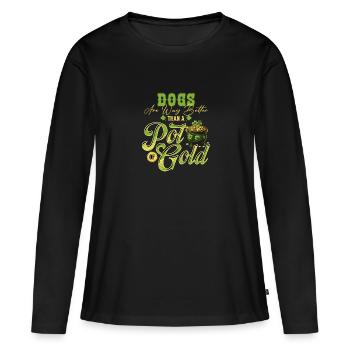 Les chiens valent mieux qu’un pot d’or - T-shirt manches longues Premium bio Femme - noir - Devant - Julia (174cm)