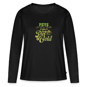 Les animaux de compagnie sont bien meilleurs qu’un pot d’or - T-shirt manches longues Premium bio Femme - noir - Devant - Julia (174cm)