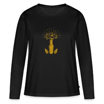 Bière - Bière / Mug à bière - Bouteille de bière - T-shirt manches longues Premium bio Femme - noir - Devant - Julia (174cm)