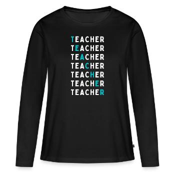 Je suis professeur Mme Man avec professeur de classe - T-shirt manches longues Premium bio Femme - noir - Devant - Julia (174cm)