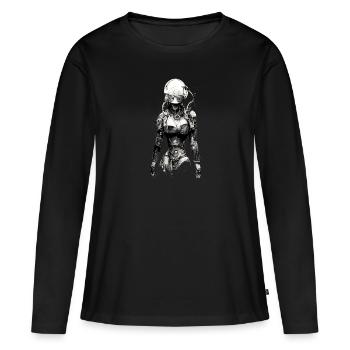 dessin technique cyborg - T-shirt manches longues Premium bio Femme - noir - Devant - Julia (174cm)
