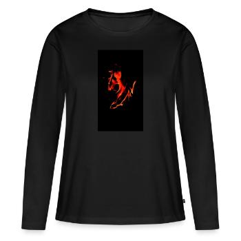 Feu - T-shirt manches longues Premium bio Femme - noir - Devant - Julia (174cm)