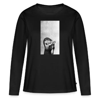 Loutre fumeuse - T-shirt manches longues Premium bio Femme - noir - Devant - Julia (174cm)
