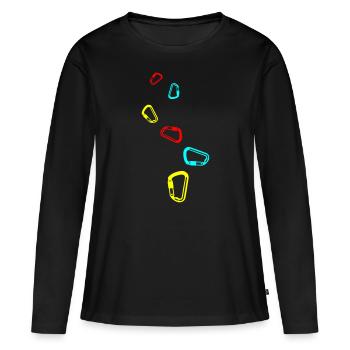 Kletterausrüstung Karabiner - Frauen Premium Bio Langarmshirt - Schwarz - Vorne - Julia (174cm)