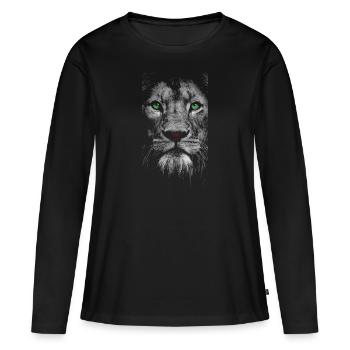 Lyon Face - T-shirt manches longues Premium bio Femme - noir - Devant - Julia (174cm)