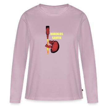 BODENLOS SAUFEN - Frauen Premium Bio Langarmshirt - Altrosa - Vorne - Julia (174cm)