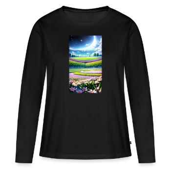 Landschaft mit 4 Bereichen, Generative KI - Frauen Premium Bio Langarmshirt - Schwarz - Vorne - Julia (174cm)