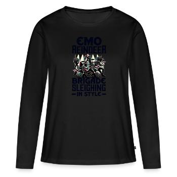 Emo Reindeer Brigade traîneau dans le style Emocore - T-shirt manches longues Premium bio Femme - noir - Devant - Julia (174cm)