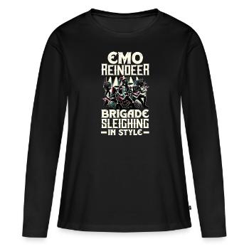 Emo Reindeer Brigade traîneau dans le style Emocore - T-shirt manches longues Premium bio Femme - noir - Devant - Julia (174cm)