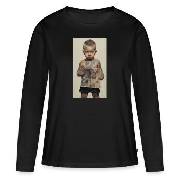 Garçon - T-shirt manches longues Premium bio Femme - noir - Devant - Julia (174cm)
