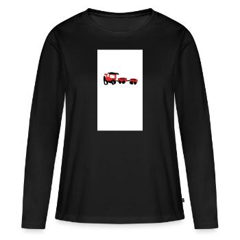 Chemin de fer - T-shirt manches longues Premium bio Femme - noir - Devant - Julia (174cm)