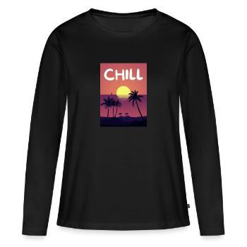 Chill - T-shirt manches longues Premium bio Femme - noir - Devant - Julia (174cm)