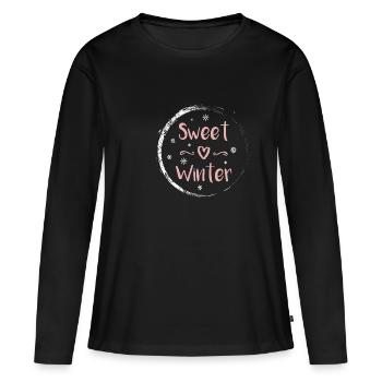 hiver - T-shirt manches longues Premium bio Femme - noir - Devant - Julia (174cm)