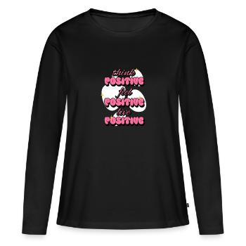 Penser positivement Ressentir Vivre des affirmations positives - T-shirt manches longues Premium bio Femme - noir - Devant - Julia (174cm)