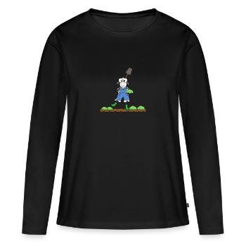 Moutons dans le jardin - T-shirt manches longues Premium bio Femme - noir - Devant - Julia (174cm)