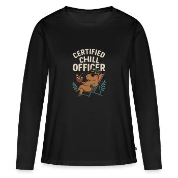 Capybara Style – Certified Chill Officer - Women's Premium Organic Long Sleeve Shirt - black - Front - Julia (174cm)