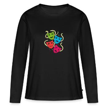 Masques de théâtre | masques colorés - T-shirt manches longues Premium bio Femme - noir - Devant - Julia (174cm)