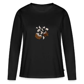 Livres de sorcières sort des pages volantes - T-shirt manches longues Premium bio Femme - noir - Devant - Julia (174cm)