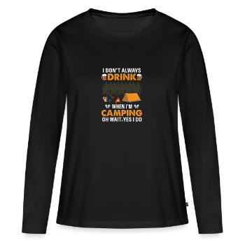 Happy Camper De camper Camping Cadeaux - T-shirt manches longues Premium bio Femme - noir - Devant - Julia (174cm)