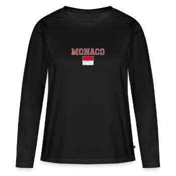 Monaco - T-shirt manches longues Premium bio Femme - noir - Devant - Julia (174cm)