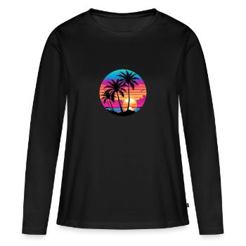 Beautiful and colorful beach sunset. - Women's Premium Organic Long Sleeve Shirt - black - Front - Julia (174cm)
