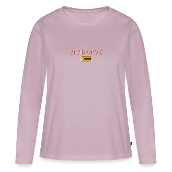 Zimbabwe - T-shirt manches longues Premium bio Femme - rose poudré - Devant - Julia (174cm)