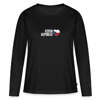 République tchèque - T-shirt manches longues Premium bio Femme - noir - Devant - Julia (174cm)