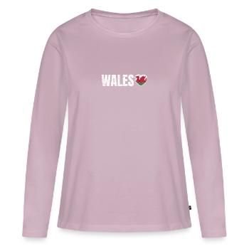 Pays de Galles - T-shirt manches longues Premium bio Femme - rose poudré - Devant - Julia (174cm)