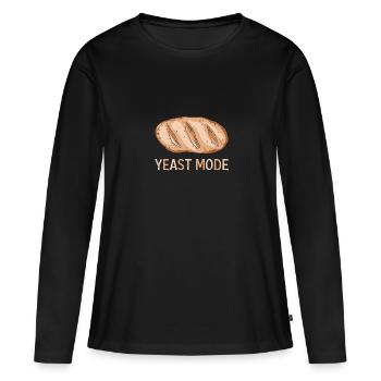 Boulangerie Boulangerie Levain, Mode levure - T-shirt manches longues Premium bio Femme - noir - Devant - Julia (174cm)
