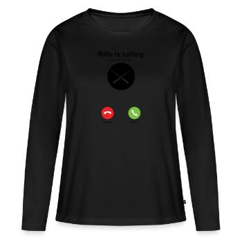 Mon fusil m’appelle - T-shirt manches longues Premium bio Femme - noir - Devant - Julia (174cm)