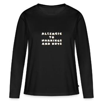 Allergy Nut Allergy Awareness Gift - Women's Premium Organic Long Sleeve Shirt - black - Front - Julia (174cm)