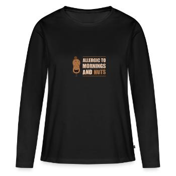 Allergy Nut Allergy Awareness Gift - Women's Premium Organic Long Sleeve Shirt - black - Front - Julia (174cm)