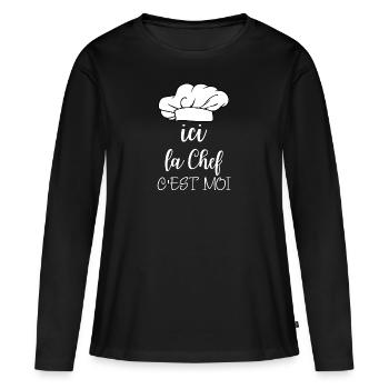 Ici la chef c'est moi - T-shirt manches longues Premium bio Femme - noir - Devant - Julia (174cm)