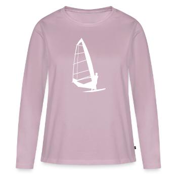 Planche à voile Planche à voile Vagues Eau de vent - T-shirt manches longues Premium bio Femme - rose poudré - Devant - Julia (174cm)
